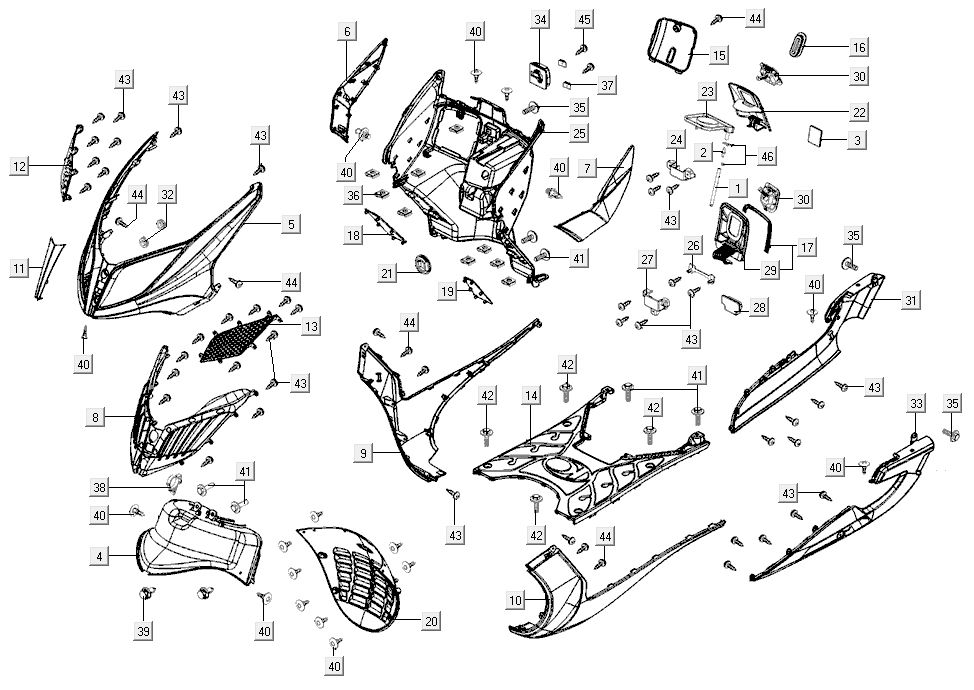 Kapdelen Kymco G-Dink 2-suwowy Ciemnoszary