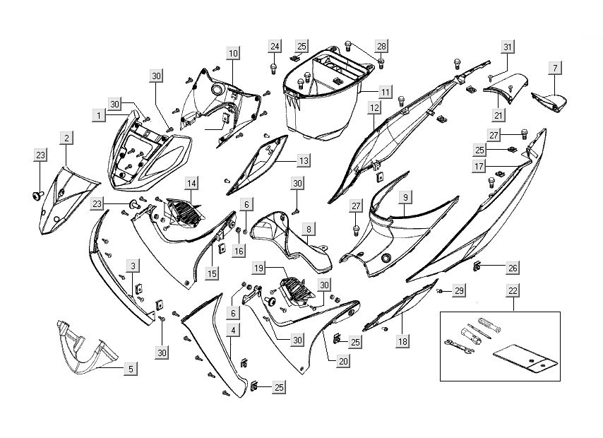 Cape parts Kymco Nexxon 4-suwowy ciemnoszary