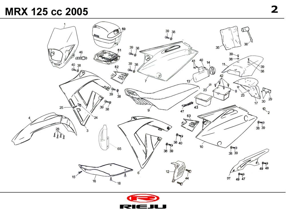 Okapy Rieju MRX 125 czerwony 2005 4-suwowy