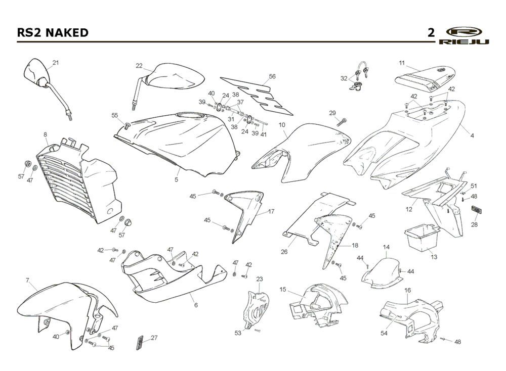 Okapy Rieju Rs2 Naked niebieski 2009 2-suwowy