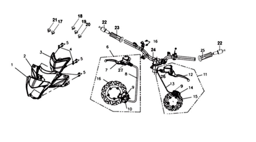 Kapdelen/Elementy kierownicy Sym Symphony ST Blue