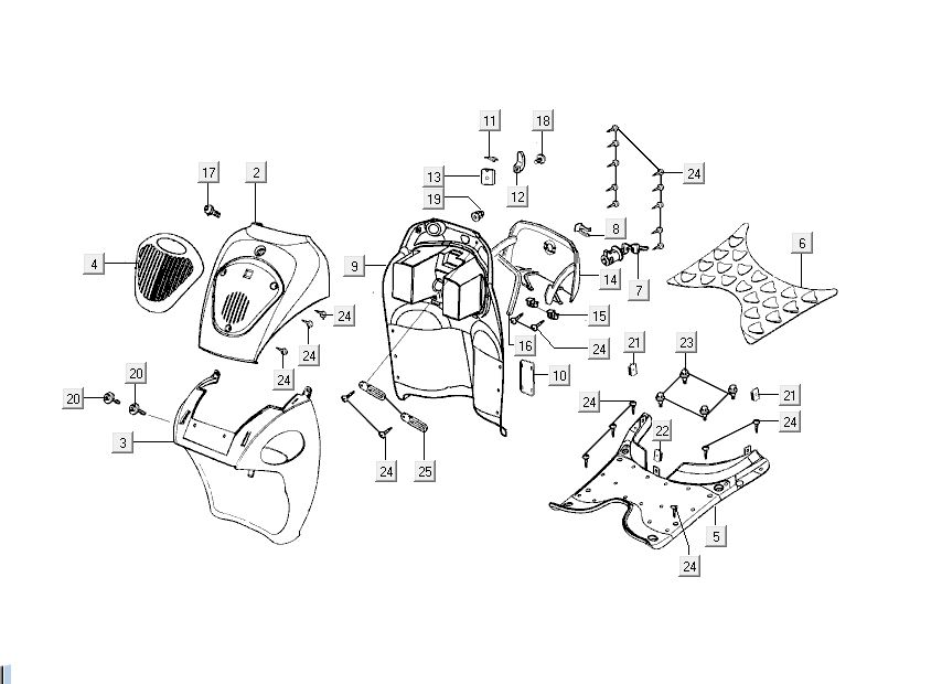 Części przylądkowe do Kymco People 2-suwowy ciemnoszary