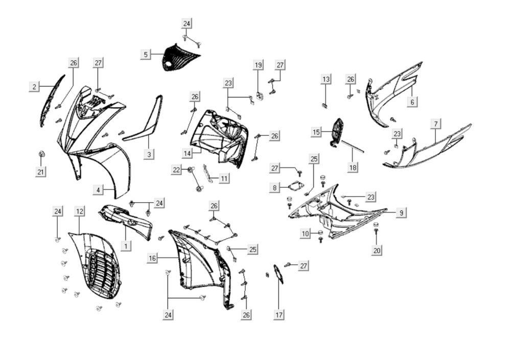 Przednia pokrywa części Kymco Gti 300i