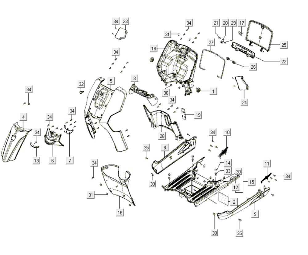 Okładka przednia części Kymco Like 200i Black