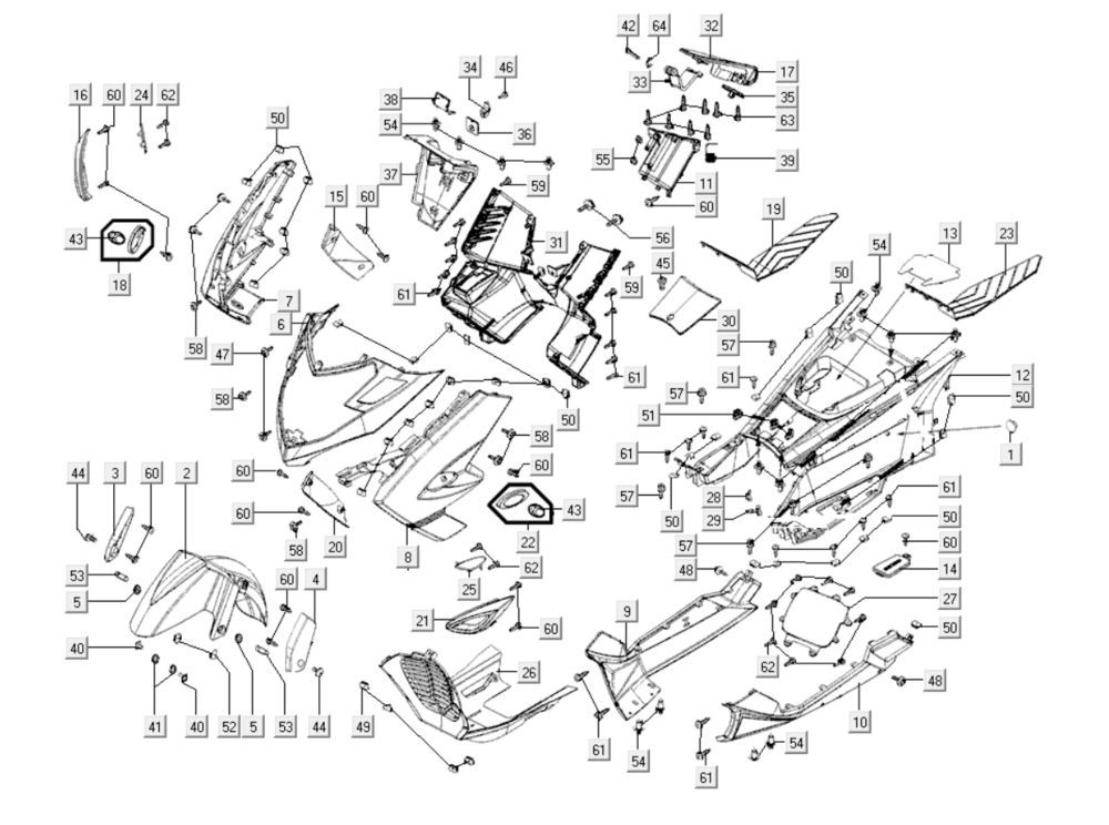 Przednia pokrywa części Kymco Myroad 700i