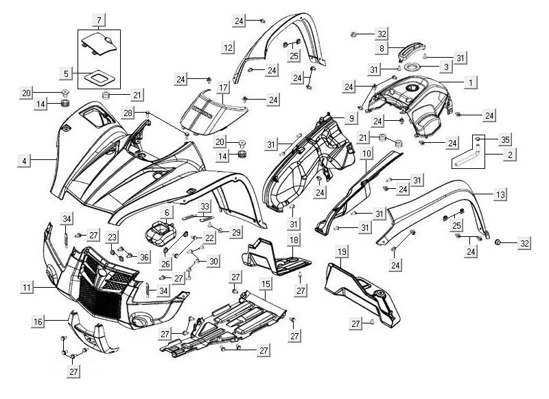 Okapy do Kymco MXU 500
