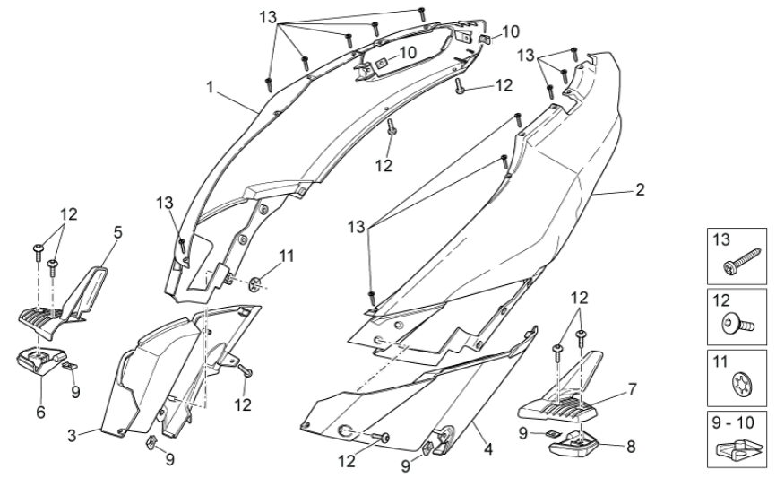 Okapy tylne I Aprilia SR 50 H2O ie+carb 2004-2009 pomarańczowa