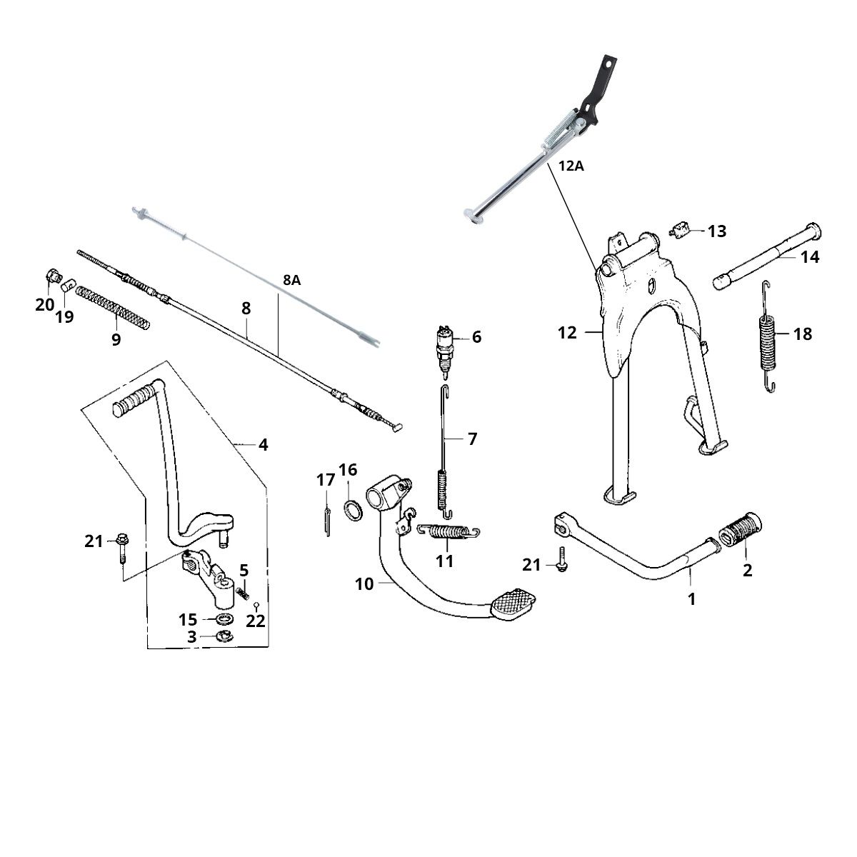 Przejdź pedał do Kickstarter Honda MB50/MB80