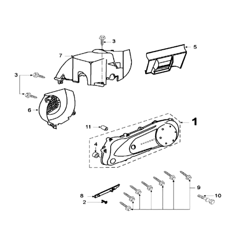 Pokrowiec Kickstarter - Chłodzenie Peugeot Speedfight 2 AC Czarny