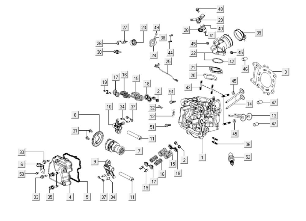 Pokrywa zaworów - głowica cylindrów Kymco Downtown 300i ciemnoszara