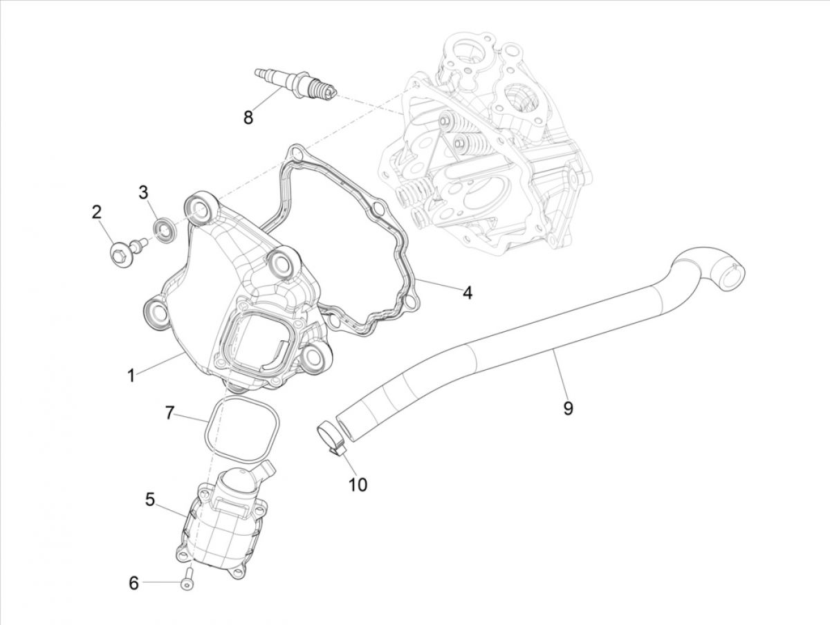 Vespa GTS 300 HPE 4T 4V IE ABS E4 2019 pokrywa zaworów (EMEA)
