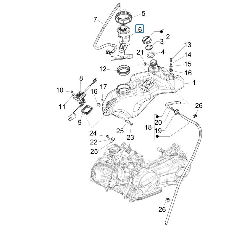 Zbiornik paliwa Vespa Sprint 125 4T 3V IE ABS
