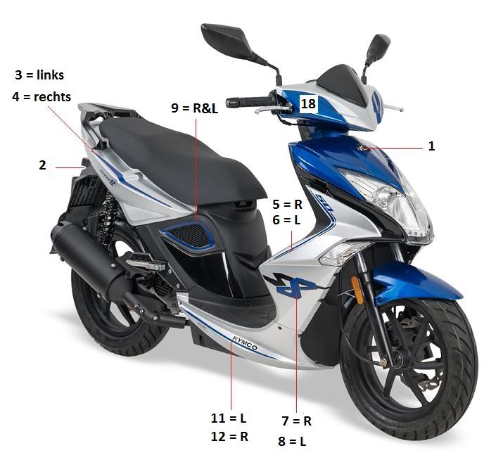Naklejki Kymco Super8 Street 50i E4 Matt Black