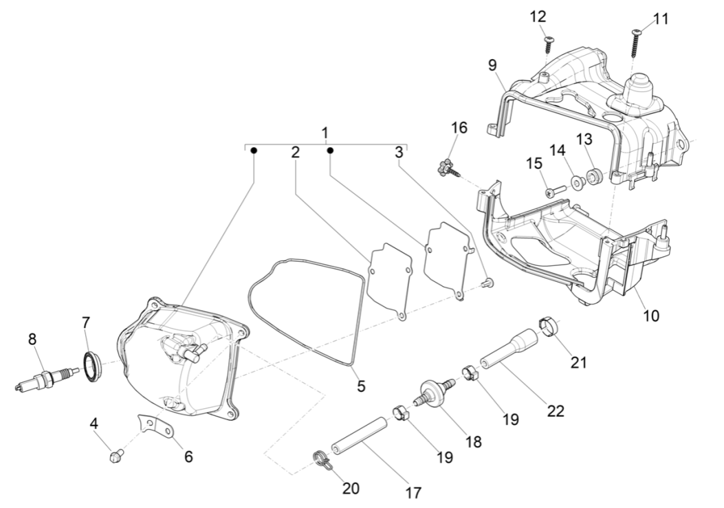 Czterosuwowa osłona głowy Piaggio Liberty 50 (IGET Euro 5)