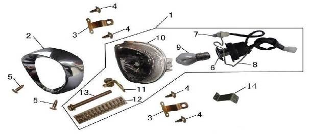 Lampa przednia AGM GT szampan