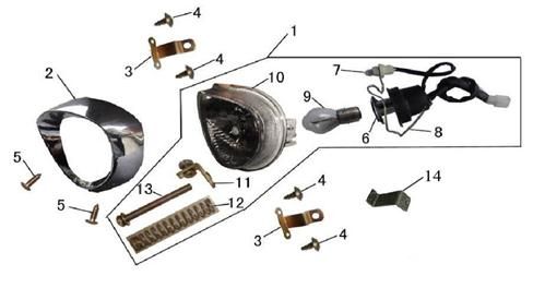 Lampa przedni AGM LX biała