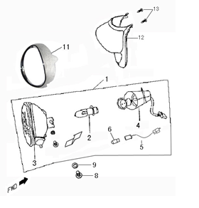 Lampa przedni Baotian Carino brązowa