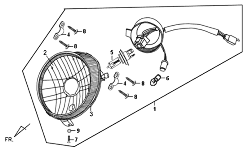 Reflektor Kpl Sym Fiddle II (BK-7C) obudowa