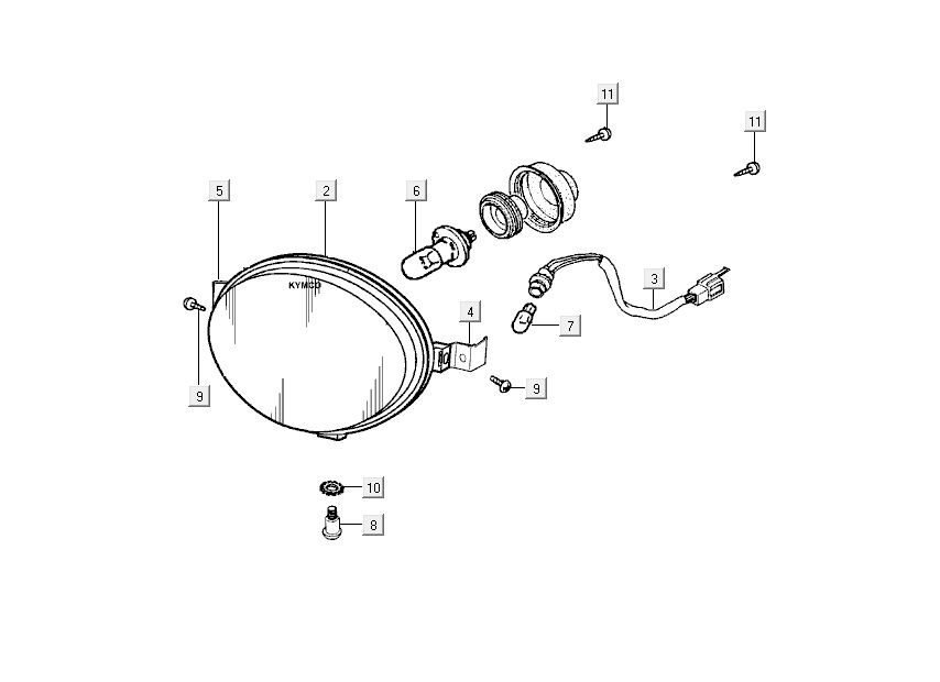 Lampa przednia Kymco People 2-suwowy ciemnoszary