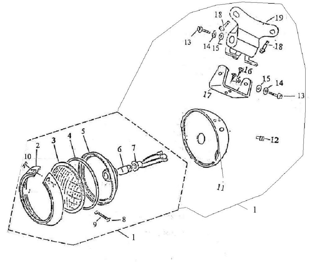 Lampa przednia Turbho RG50 biała czarna