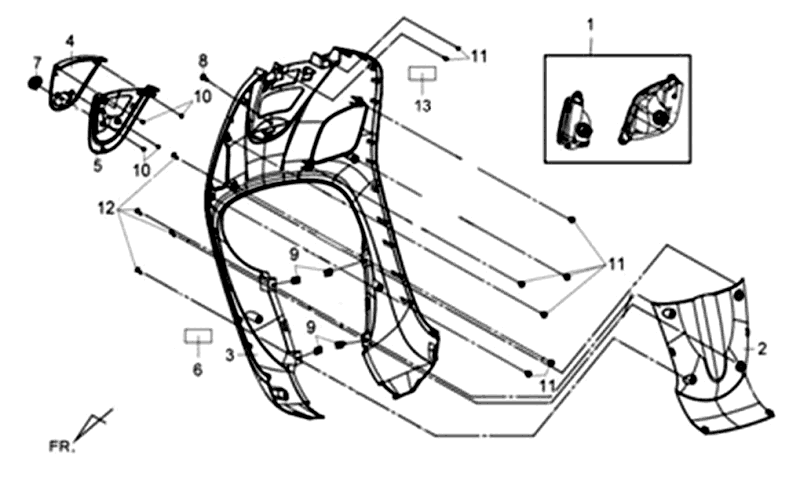 Lampa przednia SYM Fiddle III (BU-295S) niebieska