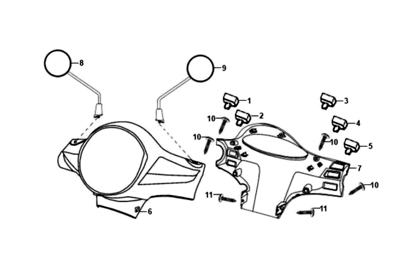 Reflektor Pokrywa lusterka przełączniki Sym skrzypce czarny BK5560