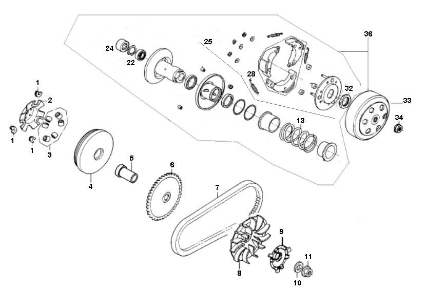 Sprzęgło Variator 10 GY6 (EURO 2; PRZED 2018)