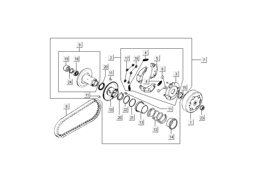 Sprzęgło - V stringi Kymco Super9 ac o.m mat czarny żółty