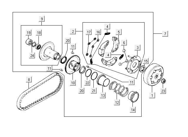 Sprzęgło Kymco Yup 2t ac czarny połysk