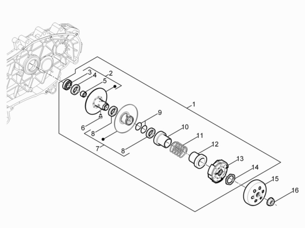 Vespa Primavera 4-suwowe sprzęgło 3V (wtrysk euro5 IGET)