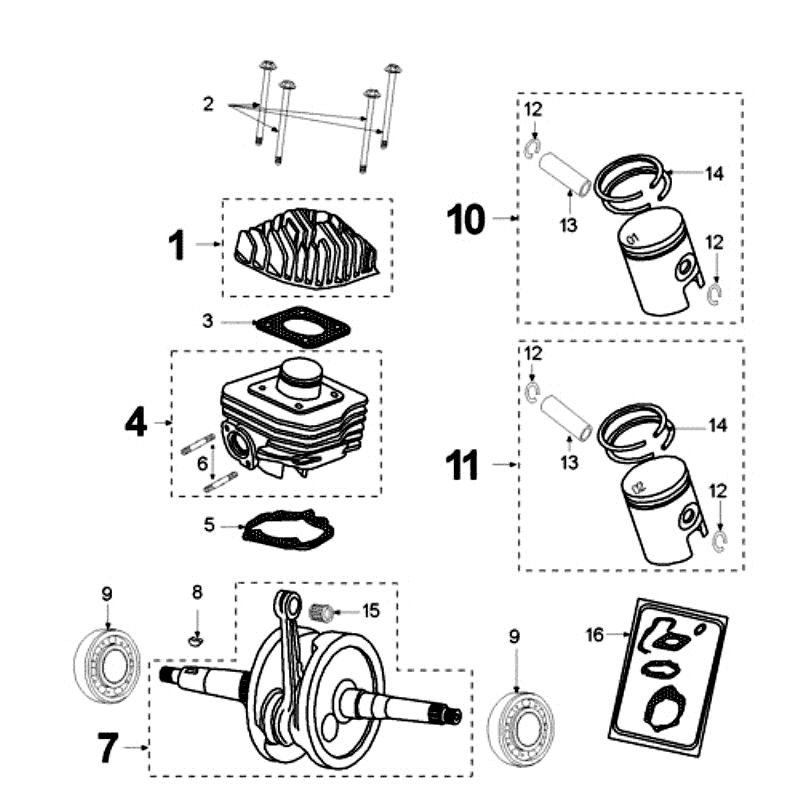 Wał Korbowy i Cylinder Peugeot Vivacity Niebieski