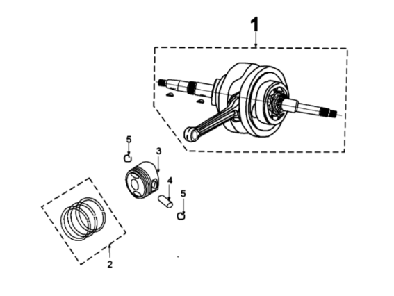 Krukas en zuiger Peugeot Django 125 Allure E3 2014-2017