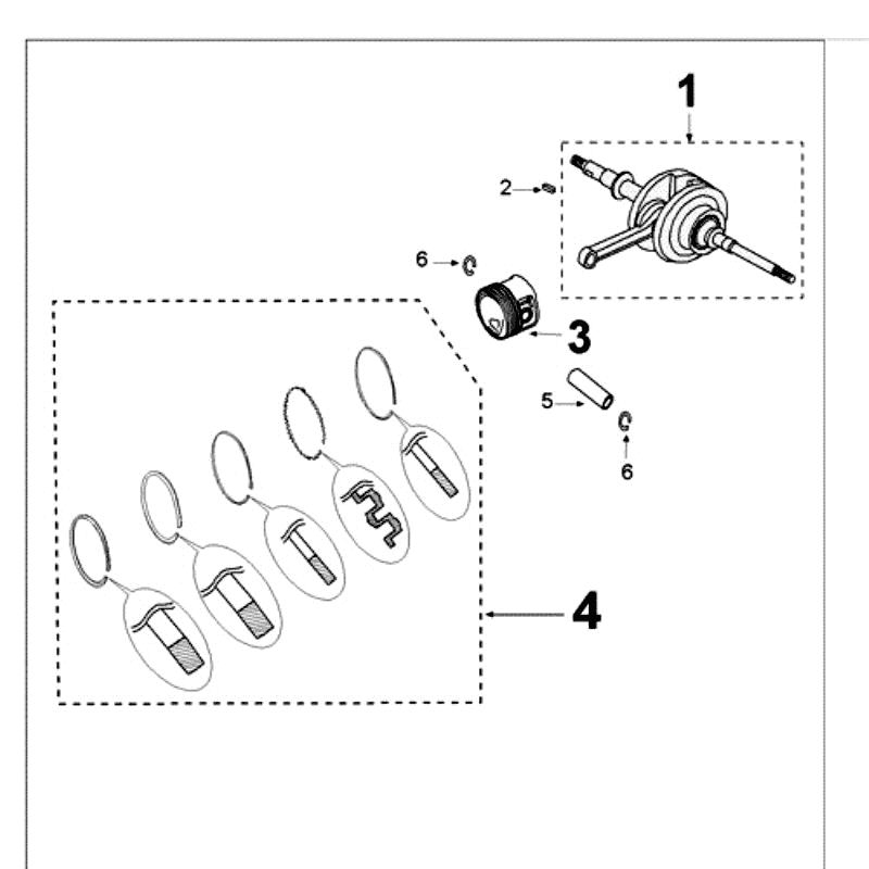 Wał korbowy i tłok Peugeot Kisbee brązowy