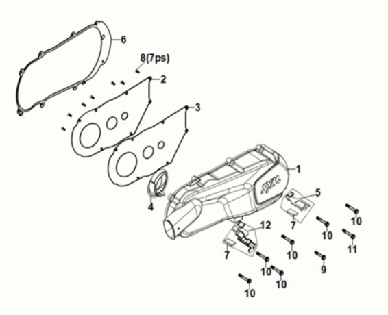 L. crank case cover Sym Fiddle IV 125i LC ABS E5 2020-2021
