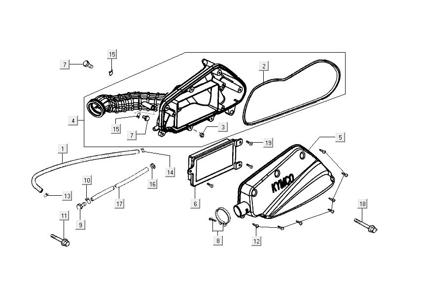 Filtr powietrza Kymco Sento 4-suwowy Czarny Połysk