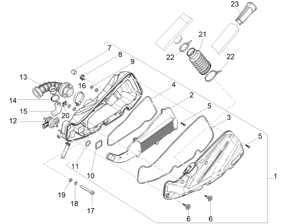 Piaggio Liberty 50 4-suwowy filtr powietrza (IGET Euro 5)