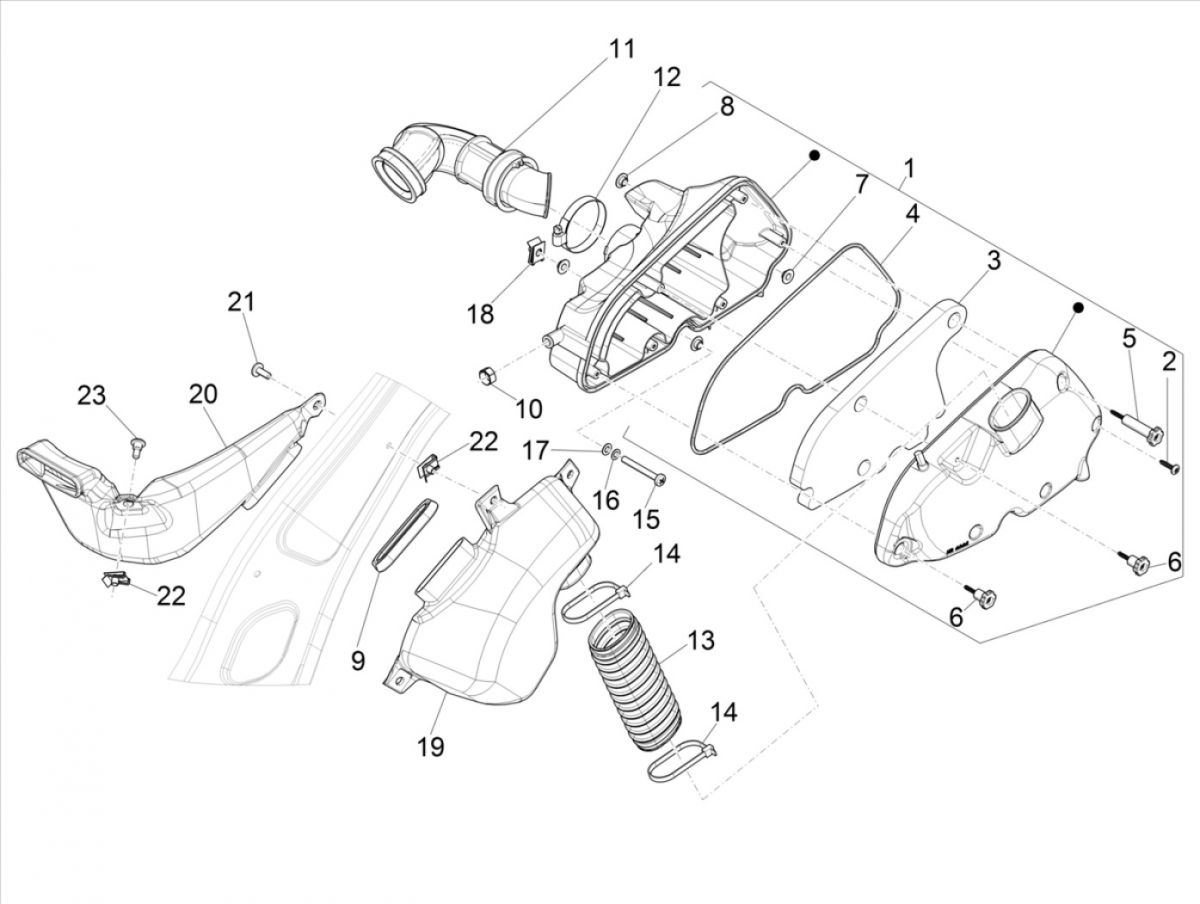 Filtr powietrza Vespa Sprint 125 4T 3V IE ABS E5 2021 (EMEA)
