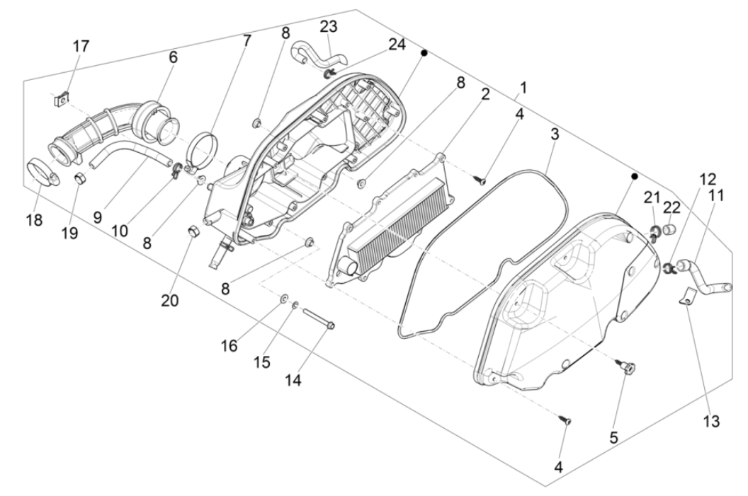 Filtr powietrza Vespa GTS 125 4T E4 ABS 2019 (EMEA)