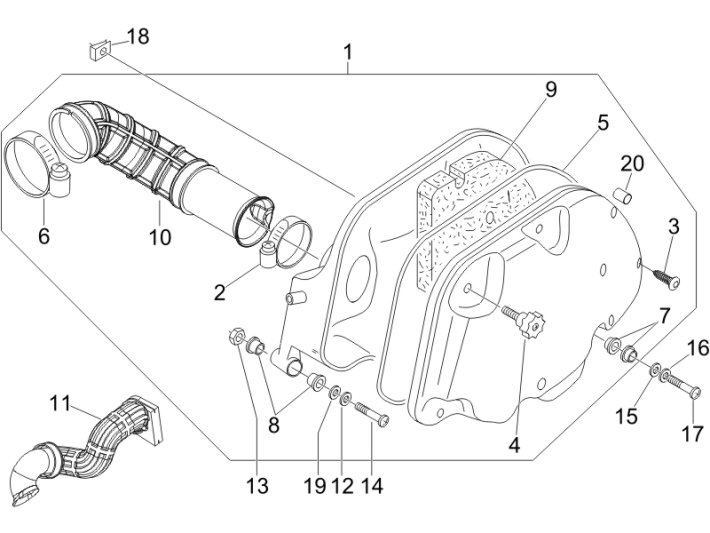 Filtr powietrza Vespa GTS 250 ie 2005-2009 (z ABS)