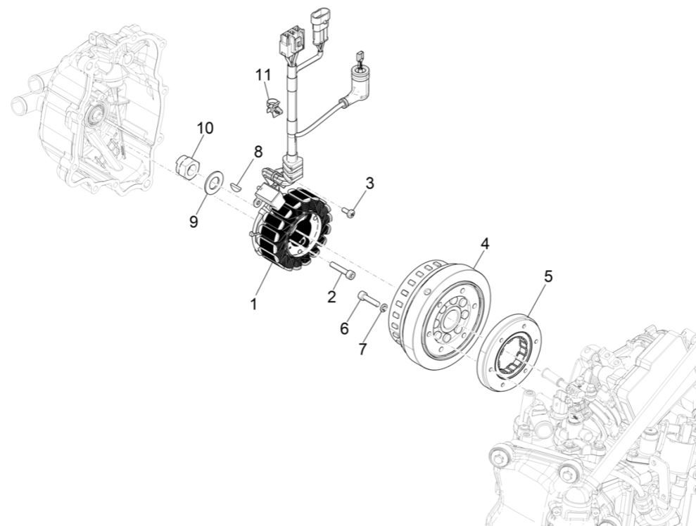 Magnetyczne koło zamachowe Piaggio MP3 300 HPE/300 HPE SPORT E5 ABS 2020-2022 (EMEA)