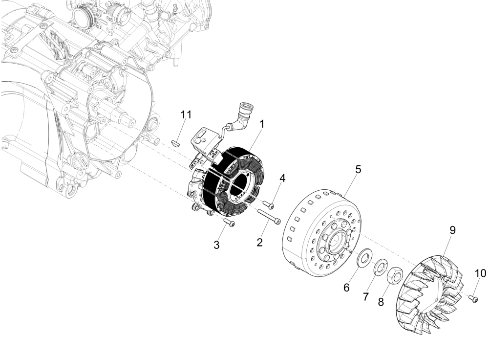 Piaggio Medley 150 4T IE ABS E4 2016-2020 magnetyczne koło zamachowe (EMEA)