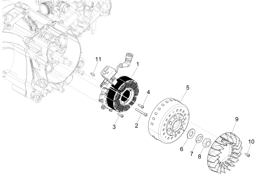 Magnetyczne koło zamachowe Vespa GTS 125 4T E4 ABS 2019 (EMEA)