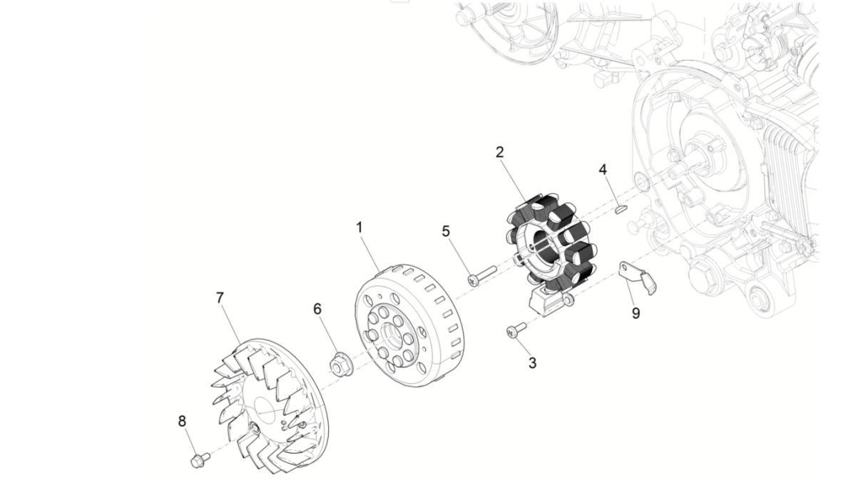Vespa Sprint 4-suwowe 3-zaworowe koło zamachowe (wtrysk euro5 IGET)
