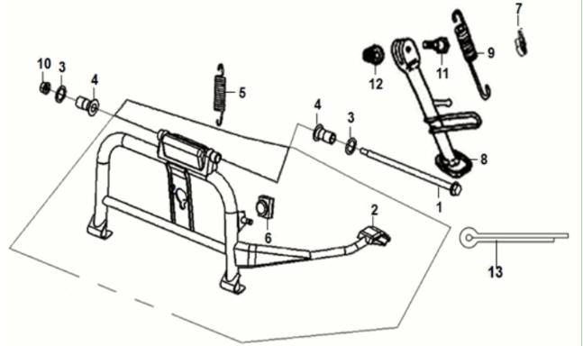 Main stand - kick starter arm Sym Jet 14 125I LC E5 2021-2024