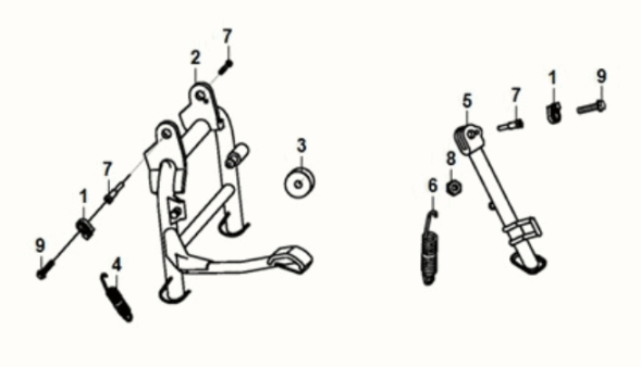 Stojak główny/stojak boczny Sym E-XPRO 45KM/H 2020-2021