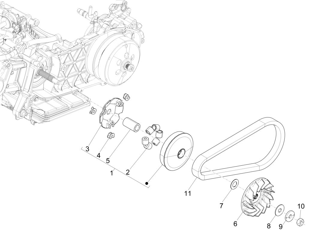 Piaggio Medley 150 4T IE ABS E4 2016-2020 koło pasowe napędowe (EMEA)