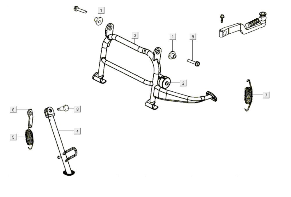 Stojak środkowy - Stojak Boczny Kymco Like 200i Czarny