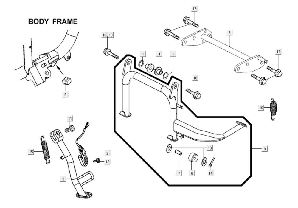 Stojak środkowy - Stojak boczny Kymco Myroad 700i