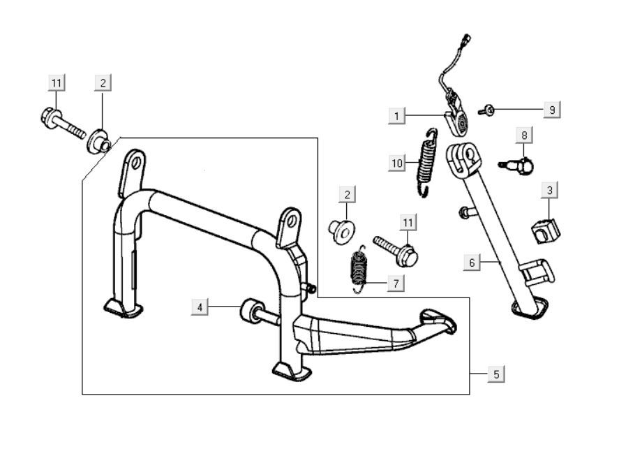 Stojak środkowy - Stojak Boczny Kymco New Dink 200i
