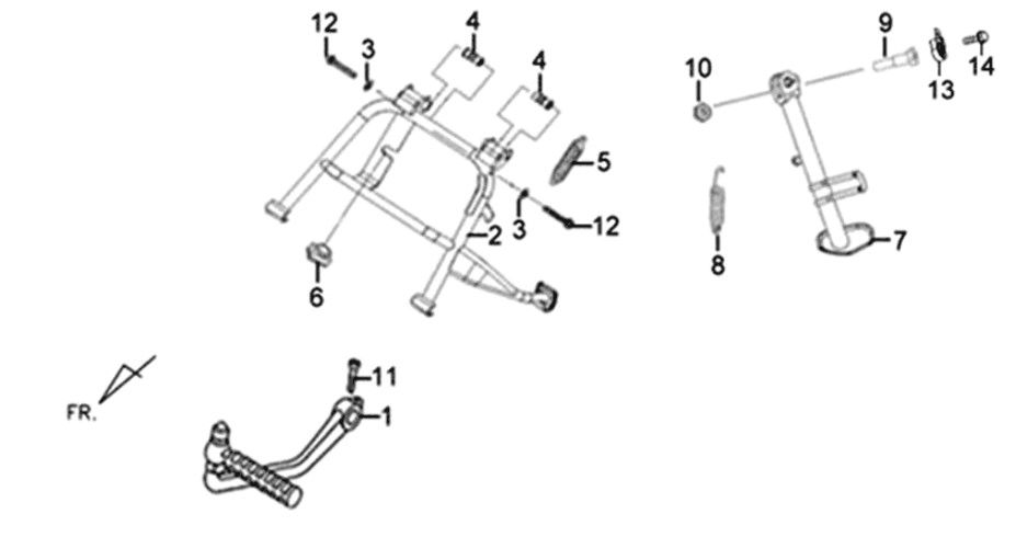 Middenstandaard Sym XPRO 50 4-takt AC Euro 4